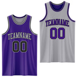 Custom Purple Black-Gray Reversible Double Side Sublimation Basketball Suit Jersey