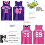 Custom Purple Pink-White Reversible Double Side Sublimation Basketball Suit Jersey