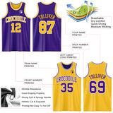 Custom Purple Gold-White Reversible Double Side Sublimation Basketball Suit Jersey