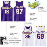 Custom Purple White-Old Gold Reversible Double Side Sublimation Basketball Suit Jersey