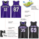 Custom Purple White-Black Reversible Double Side Sublimation Basketball Suit Jersey