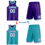 Custom Purple White-Teal Reversible Double Side Sublimation Basketball Suit Jersey