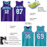 Custom Purple White-Teal Reversible Double Side Sublimation Basketball Suit Jersey