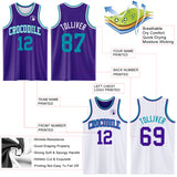 Custom Purple Teal-White Reversible Double Side Sublimation Basketball Suit Jersey