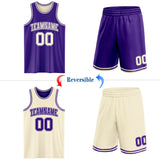 Custom Reversible Purple Cream Double Side Sublimation Basketball Suit Jersey