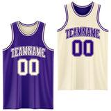 Custom Reversible Purple Cream Double Side Sublimation Basketball Suit Jersey