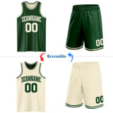 Custom Reversible Green Cream Double Side Sublimation Basketball Suit Jersey