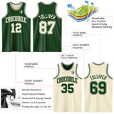 Custom Reversible Green Cream Double Side Sublimation Basketball Suit Jersey