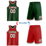 Custom Reversible Green White-Red Double Side Sublimation Basketball Suit Jersey