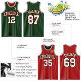 Custom Reversible Green White-Red Double Side Sublimation Basketball Suit Jersey