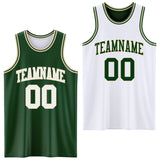 Custom Reversible Green White-Cream Double Side Sublimation Basketball Suit Jersey