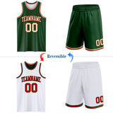 Custom Reversible Green Cream-Red Double Side Sublimation Basketball Suit Jersey