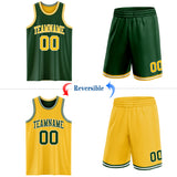 Custom Reversible Green Gold-White Double Side Sublimation Basketball Suit Jersey