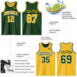 Custom Reversible Green Gold-White Double Side Sublimation Basketball Suit Jersey
