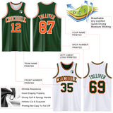 Custom Reversible Green Orange-White Double Side Sublimation Basketball Suit Jersey