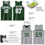 Custom Reversible Green White-Gray Double Side Sublimation Basketball Suit Jersey