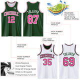 Custom Reversible Green Pink-White Double Side Sublimation Basketball Suit Jersey