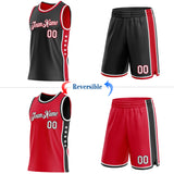 Custom Reversible Black White-Red Double Side Star Sublimation Basketball Suit Jersey