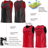 Custom Reversible Black Red Double Side Star Sublimation Basketball Suit Jersey