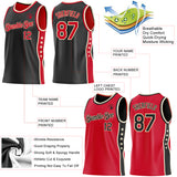 Custom Reversible Black Red-Cream Double Side Star Sublimation Basketball Suit Jersey