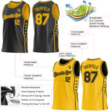 Custom Reversible Black Gold Double Side Star Sublimation Basketball Suit Jersey