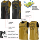 Custom Reversible Black Old Gold Double Side Star Sublimation Basketball Suit Jersey