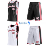 Custom Reversible Black White-Medium Pink Double Side Star Sublimation Basketball Suit Jersey