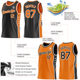 Custom Reversible Black Bay Orange-White Double Side Star Sublimation Basketball Suit Jersey