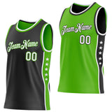 Custom Reversible Black White-Aurora Green Double Side Star Sublimation Basketball Suit Jersey
