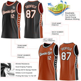 Custom Reversible Black White-Texas Orange Double Side Star Sublimation Basketball Suit Jersey