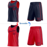 Custom Reversible Navy Red Double Side Star Sublimation Basketball Suit Jersey