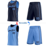 Custom Reversible Navy Lakes Blue Double Side Star Sublimation Basketball Suit Jersey