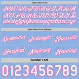 Custom Reversible Pink White-Light Blue Double Side Star Sublimation Basketball Suit Jersey