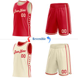 Custom Reversible Red Cream Double Side Star Sublimation Basketball Suit Jersey