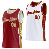 Custom Reversible Crimson Old Gold-White Double Side Star Sublimation Basketball Suit Jersey
