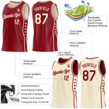 Custom Reversible Crimson Cream Double Side Star Sublimation Basketball Suit Jersey