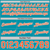 Custom Reversible Teal Orange-White Double Side Star Sublimation Basketball Suit Jersey