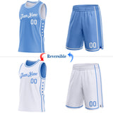 Custom Reversible Lakes Blue White Double Side Star Sublimation Basketball Suit Jersey