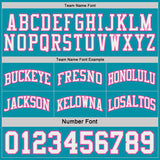 Custom Teal White-Pink Side Panel Geometric Chevron Reversible Double Side Sublimation Basketball Set Jersey
