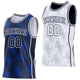 Custom Navy-White Side Panel Stripe Sun Flame Reversible Double Side Sublimation Basketball Set Jersey