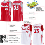 Custom Red White-Gray Side Panel Stripe Geometric Triangle Gradient Dot Reversible Double Side Sublimation Basketball Set Jersey