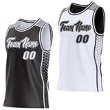 Custom Black White-Gray Side Panel Stripe Geometric Triangle Gradient Dot Reversible Double Side Sublimation Basketball Set Jersey