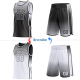 Custom Black-White Side Panel Stripe Gradient Geometric Honeycomb Reversible Double Side Sublimation Basketball Set Jersey