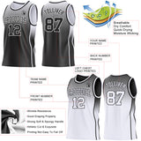 Custom Black-White Side Panel Stripe Gradient Geometric Honeycomb Reversible Double Side Sublimation Basketball Set Jersey