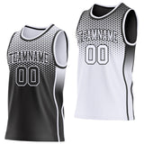 Custom Black-White Side Panel Stripe Gradient Geometric Honeycomb Reversible Double Side Sublimation Basketball Set Jersey
