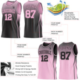 Custom Black-Light Pink Side Panel Stripe Gradient Geometric Honeycomb Reversible Double Side Sublimation Basketball Set Jersey