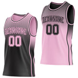 Custom Black-Light Pink Side Panel Stripe Gradient Geometric Honeycomb Reversible Double Side Sublimation Basketball Set Jersey