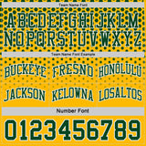 Custom Green Gold-White Side Panel Stripe Gradient Geometric Honeycomb Reversible Double Side Sublimation Basketball Set Jersey