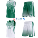 Custom Kelly Green-White Side Panel Stripe Gradient Geometric Honeycomb Reversible Double Side Sublimation Basketball Set Jersey