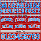 Custom Red Powder Blue-White Side Panel Stripe Gradient Geometric Honeycomb Reversible Double Side Sublimation Basketball Set Jersey